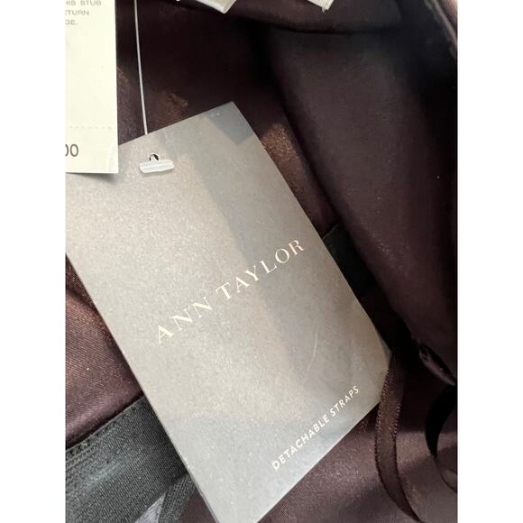 Ann Taylor Strapless Silk formal midi dress chocolate brown 16 - Picture 6 of 9